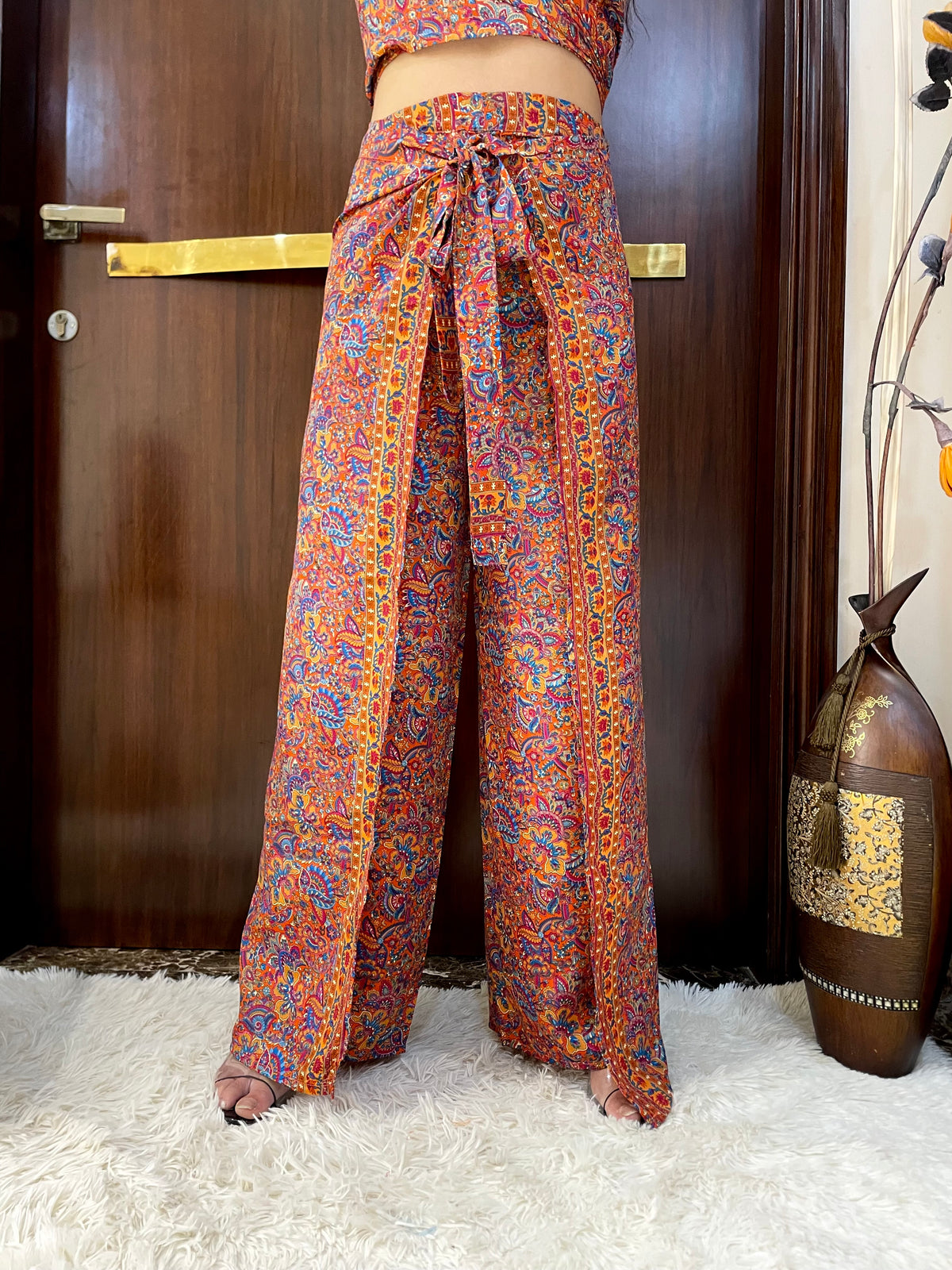 Boho Printed Wrap Trouser  -Tangerine Dream (TROUSER ONLY)