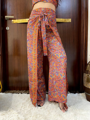 Boho Printed Wrap Trouser  -Tangerine Dream (TROUSER ONLY)