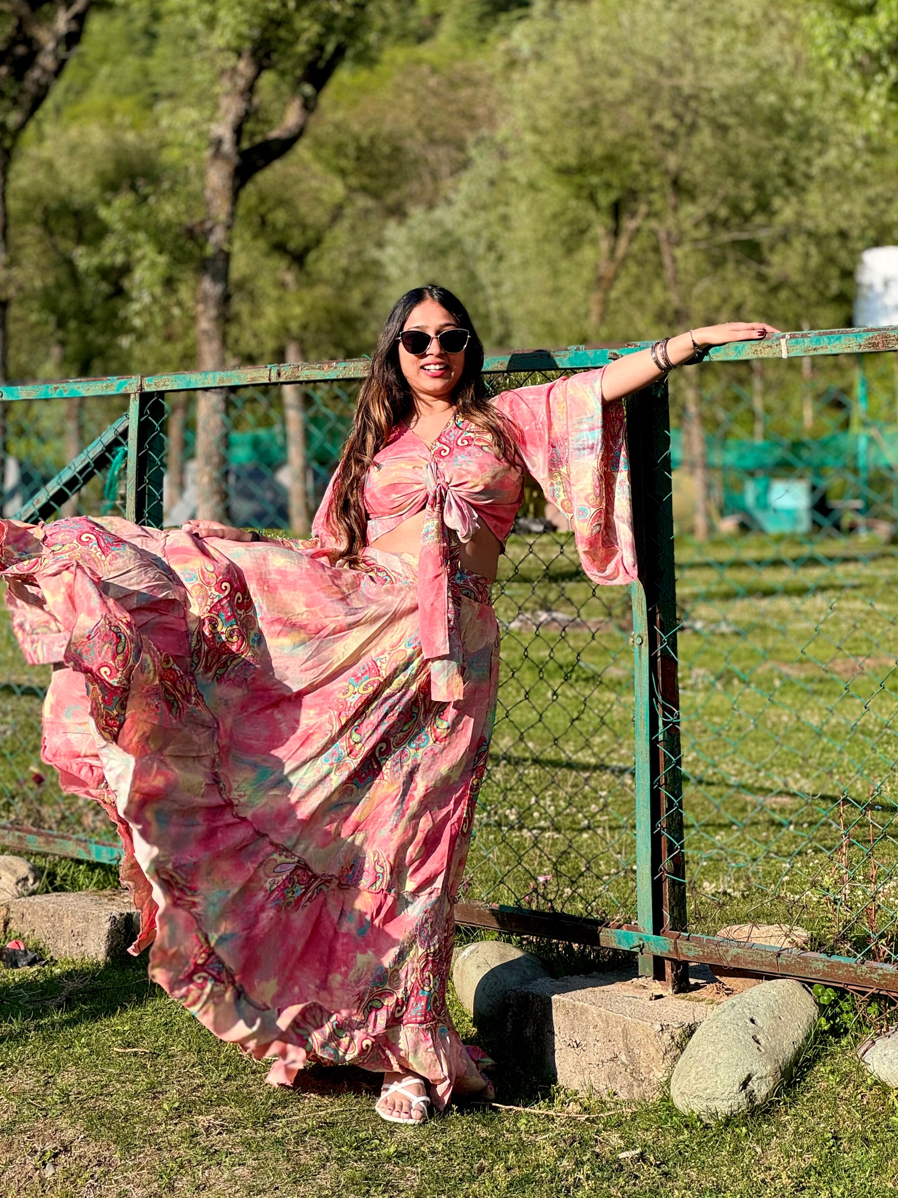 Wrap Top and Boho Printed Skirt Co-ord Set