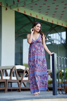 Multi Panel Boho Printed Maxi Dress - Twilight