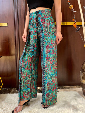 Boho Printed Wrap Trouser  - Moss Majesty(TROUSER ONLY)