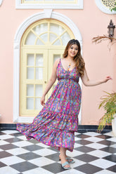 Multi Frill Boho Printed Maxi Dress