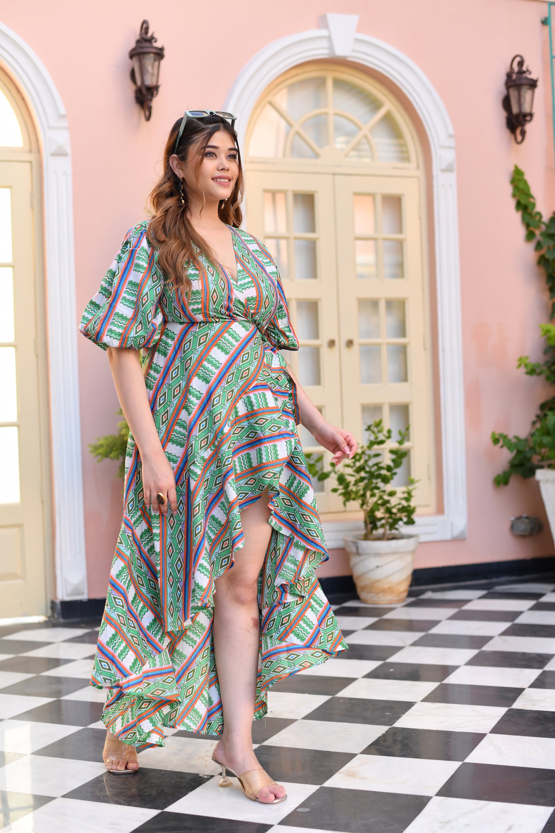 Asymmetric Allure Geometric Long Dress