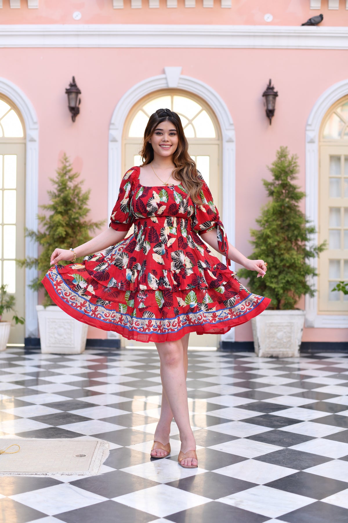 Scarlet Woodland Puff Sleeves Short Dress