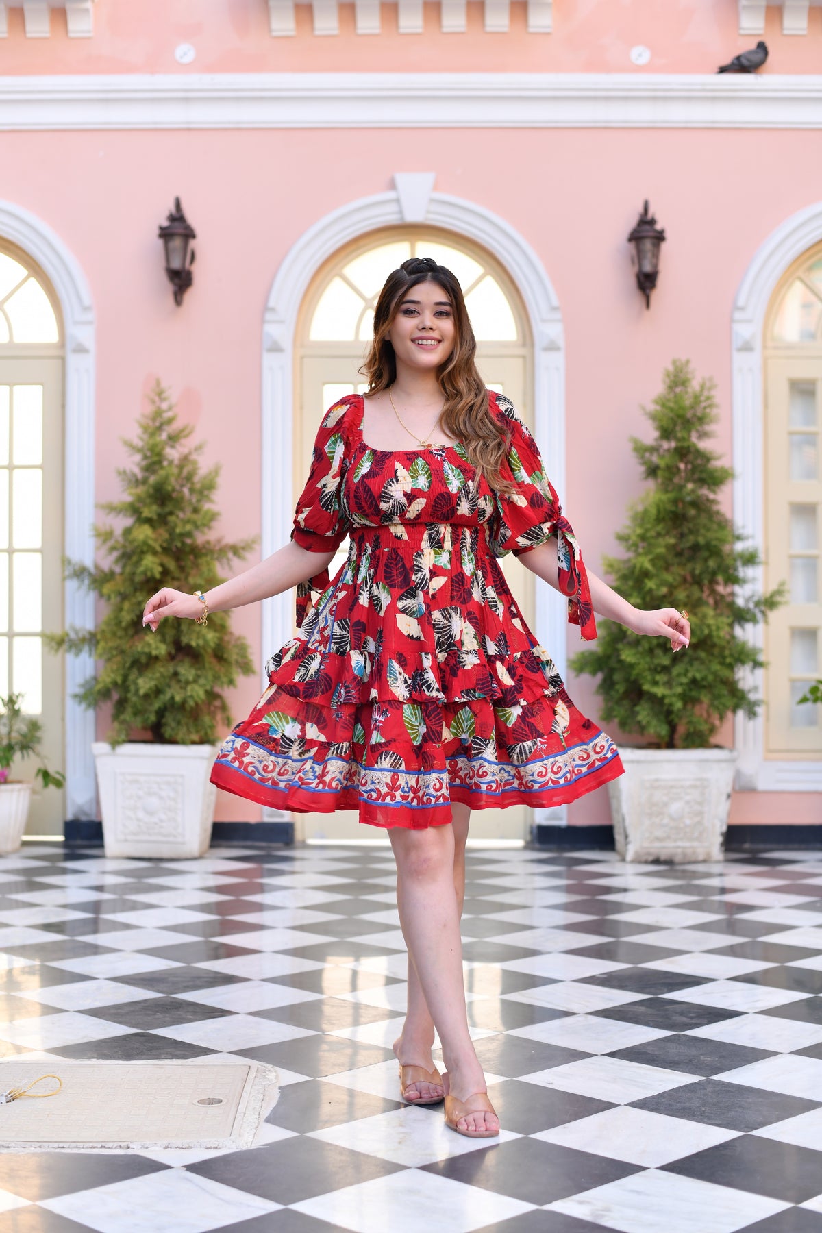 Scarlet Woodland Puff Sleeves Short Dress