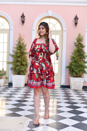 Scarlet Woodland Puff Sleeves Short Dress