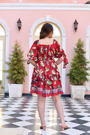 Scarlet Woodland Puff Sleeves Short Dress