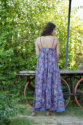 Multi Panel Boho Printed Maxi Dress - Twilight