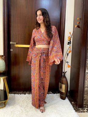 Boho Printed Wrap Trouser  -Tangerine Dream (TROUSER ONLY)