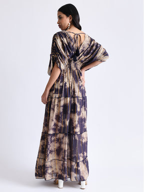 Balloon Pattern Embroidery Boho Printed Hand Work Maxi Dress - Golden Twilight