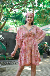 Kaftan Pattern Embroidered Short Dress