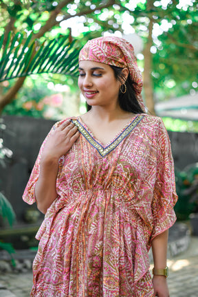 Kaftan Pattern Embroidered Short Dress