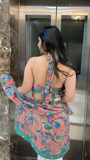 Kimono and Halter Set In Pink and Green